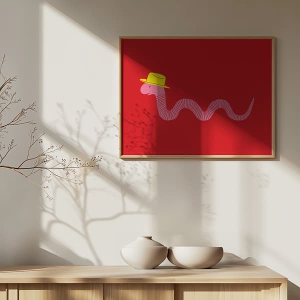 Wiggly Western Worm Poster 40x30 cm