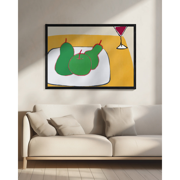 Green pears on the table Poster 70x50 cm