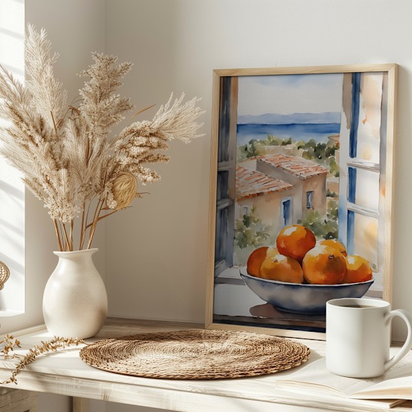 Orangenschale im Fenster Poster 30x40 cm