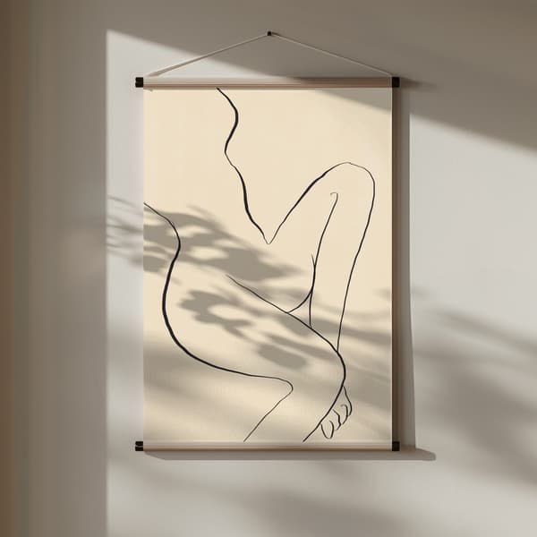 Minimal line art sitting nude Poster 30x40 cm