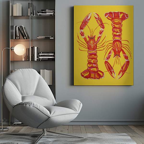 Langoustines On Yellow Canvastavla 50x70 cm