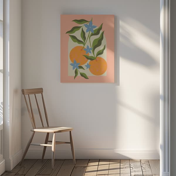 Orange Branch with Flowers Canvastavla 30x40 cm