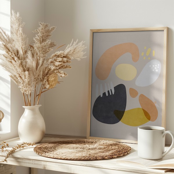Organic Bold Shapes Brown Orange Poster 30x40 cm