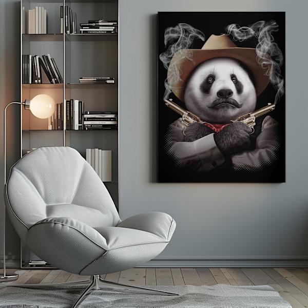 panda crossgun Canvastavla 50x70 cm