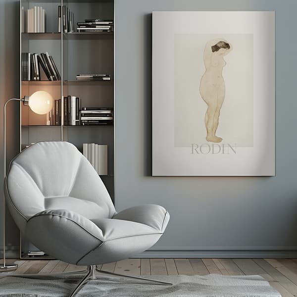 Nude, Standing With Hands On Head Canvastavla 50x70 cm