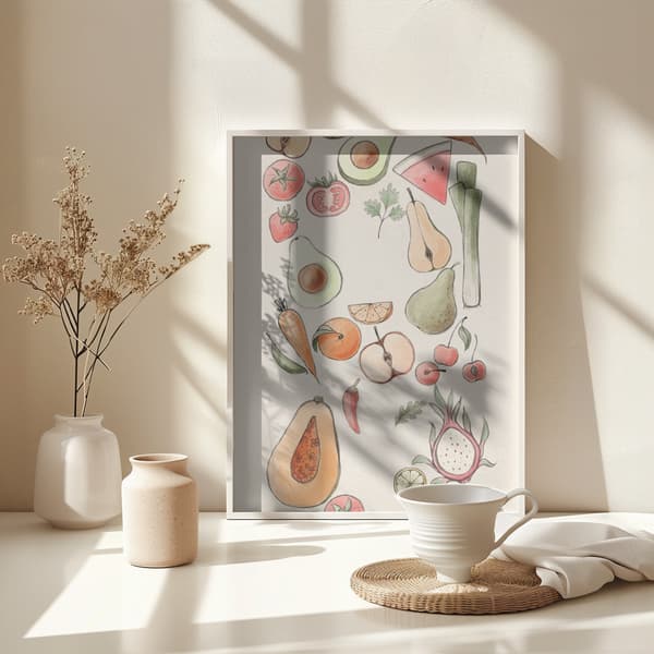 Tropical Vegetable illustration Poster 30x40 cm