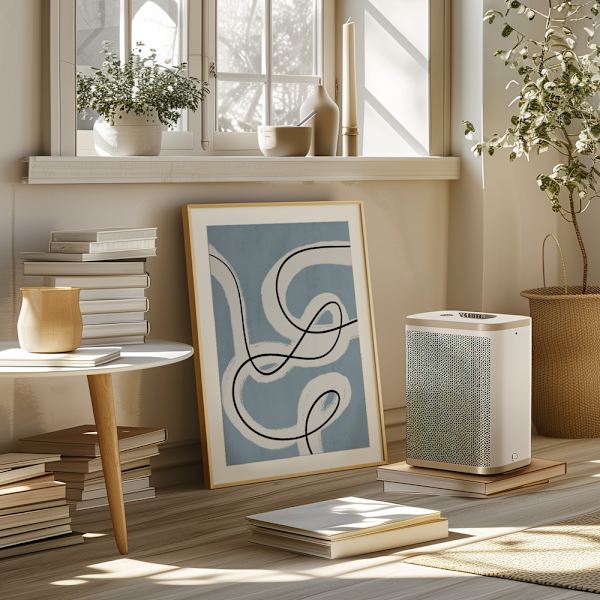 Minimalist line art in blue grey Poster 50x70 cm