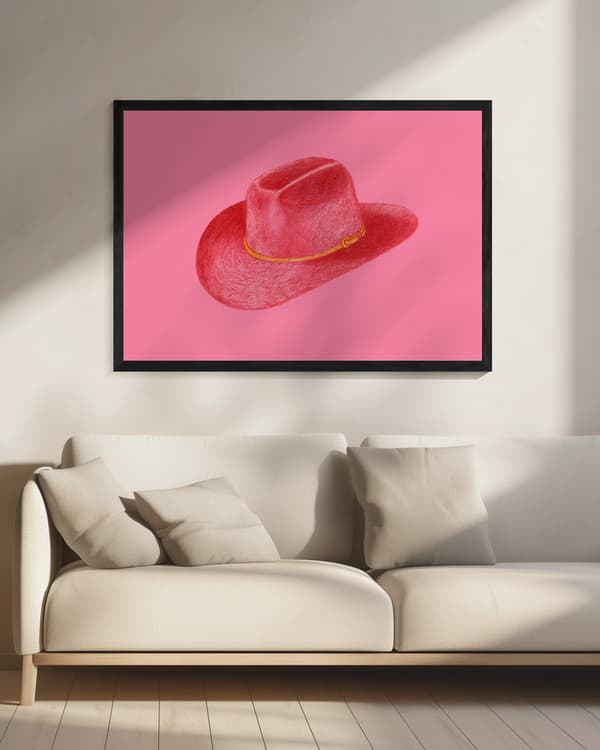 Red Stetson On Pink Poster 70x50 cm