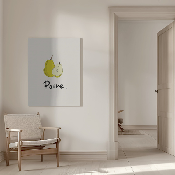 Modern French Fruits Collection &quot;Pear / Poire&quot; Canvastavla 50x70 cm