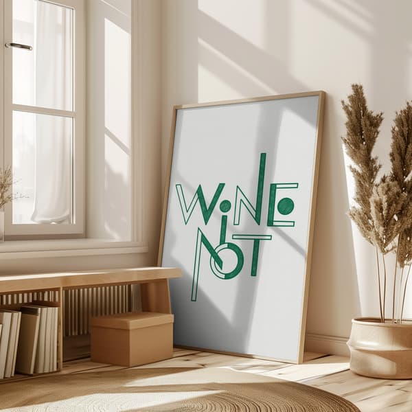 Wine Not hand-drawn text &amp; quote Poster 50x70 cm