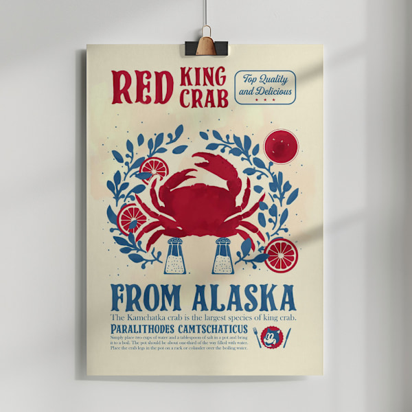 Crab kitchen print Poster 50x70 cm