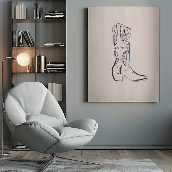 Cowboy Boots By Ivy Green Illustrations Canvastavla 50x70 cm