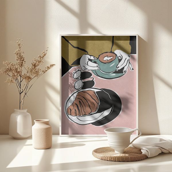 Croissant et café au lait Poster 30x40 cm