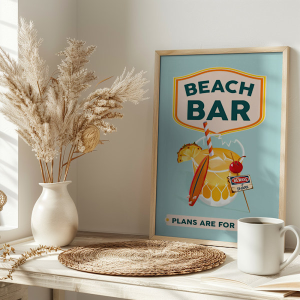 Beach Bar Summer Tropical Cocktail Bar Art Poster 30x40 cm