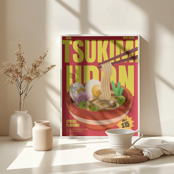 Tsukimi Udon Menu Poster 30x40 cm