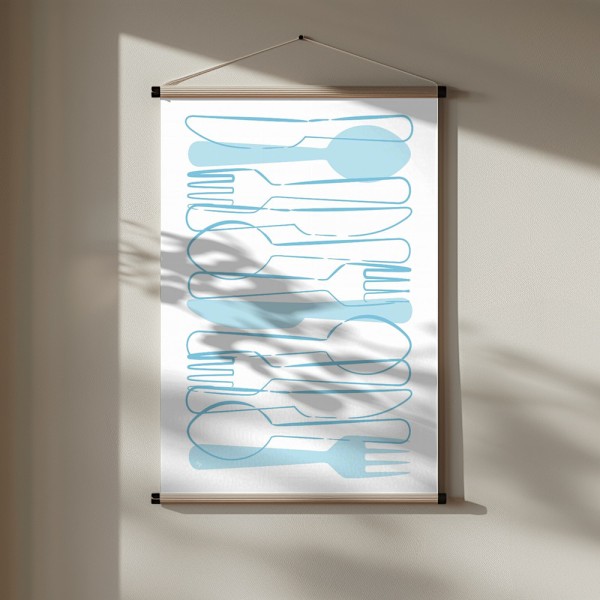 Blue Cutlery Poster 30x40 cm