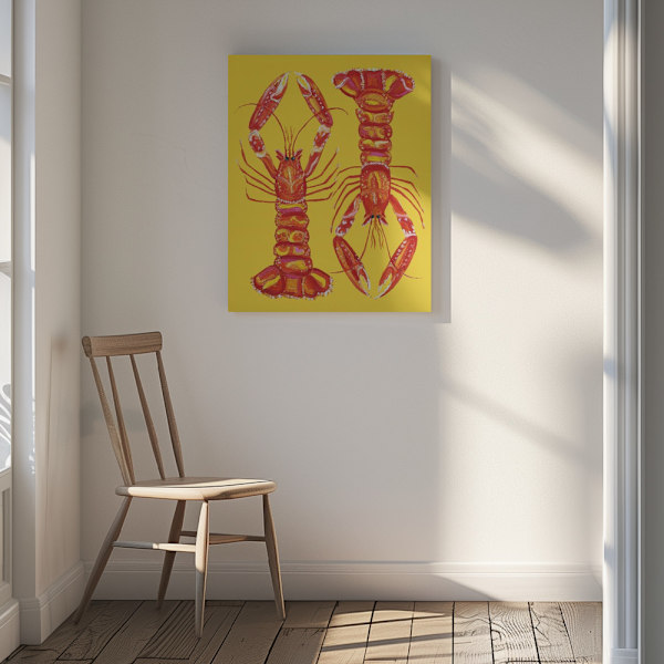 Langoustines On Yellow Canvastavla 30x40 cm