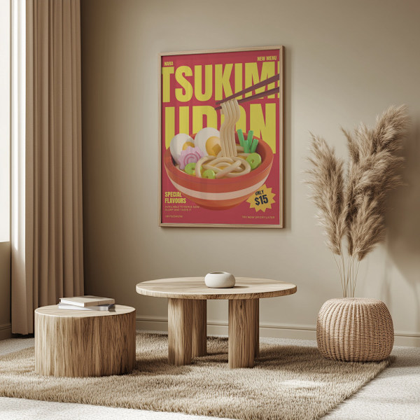 Tsukimi Udon Menu Poster 50x70 cm