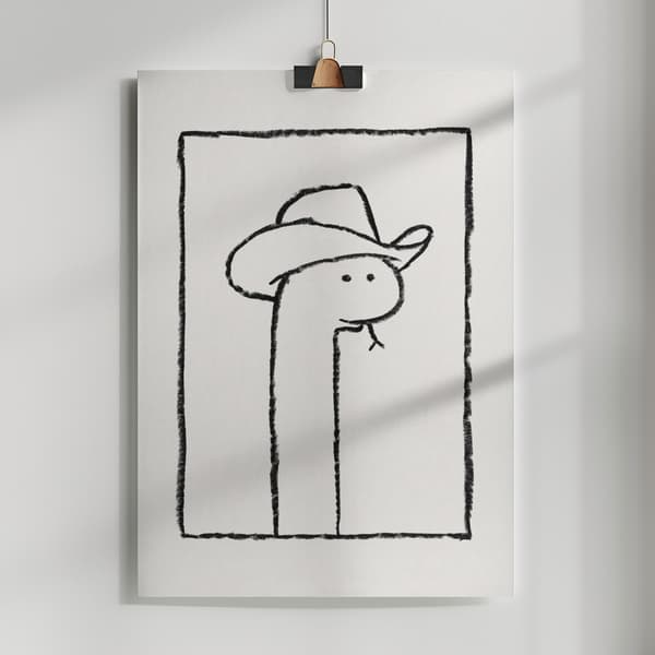 Squiggles the Snake In a Stetson Poster 50x70 cm