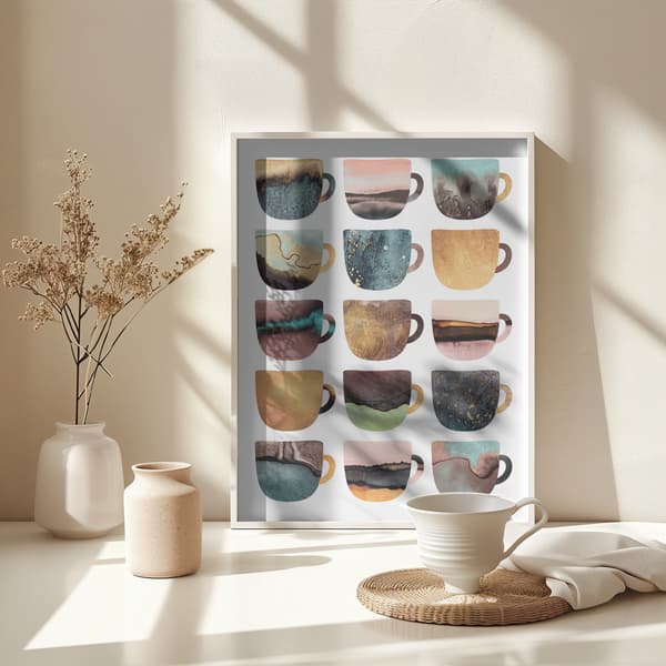 Earthy Coffee Cups Poster 30x40 cm