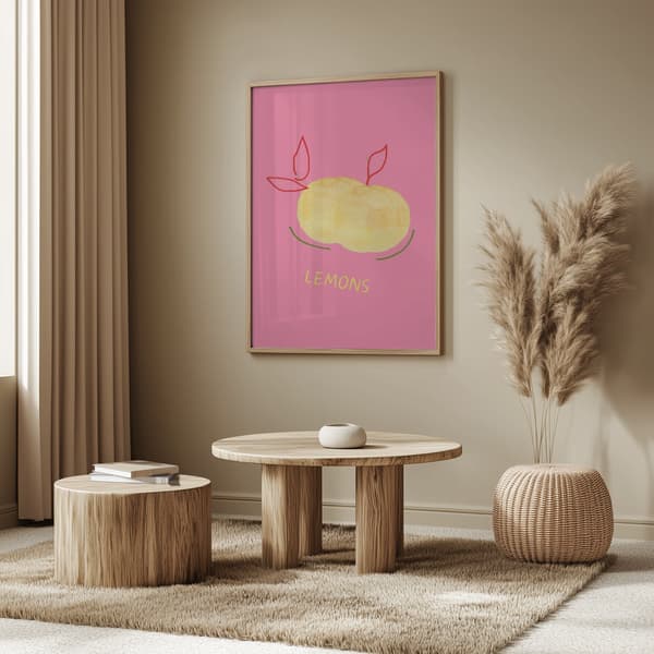 Lemons in Pink Poster 50x70 cm