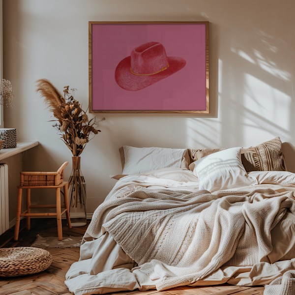 Red Stetson On Pink Poster 40x30 cm