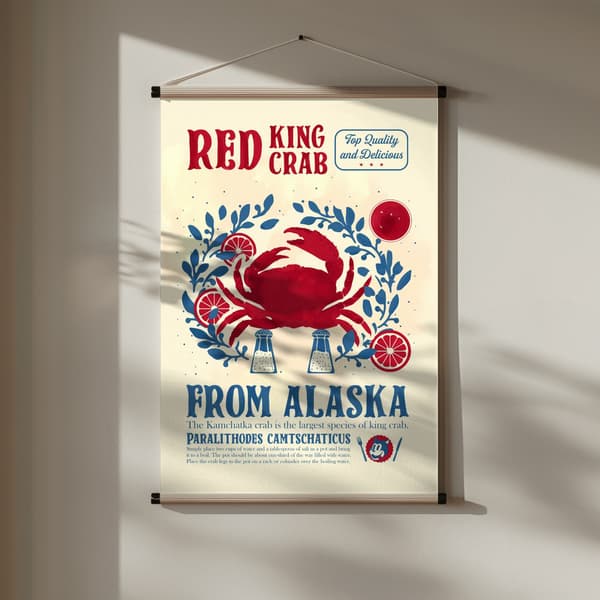 Crab kitchen print Poster 30x40 cm