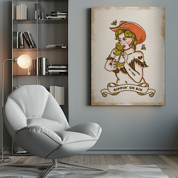Sippin On Sin Canvastavla 50x70 cm