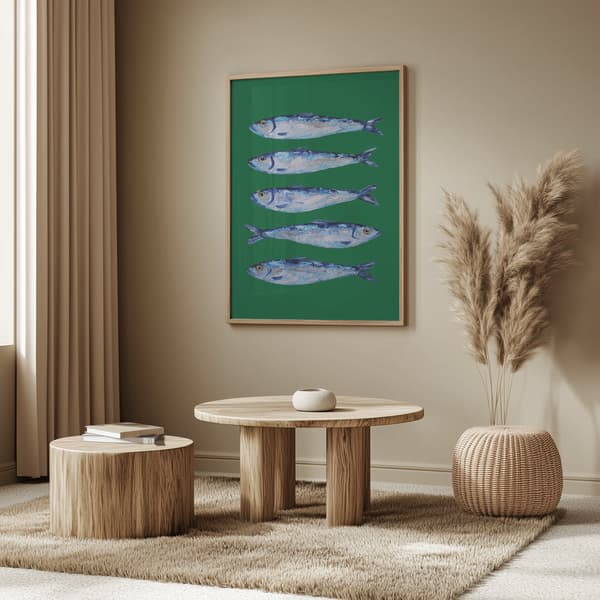 Sardines Forest Green Poster 50x70 cm