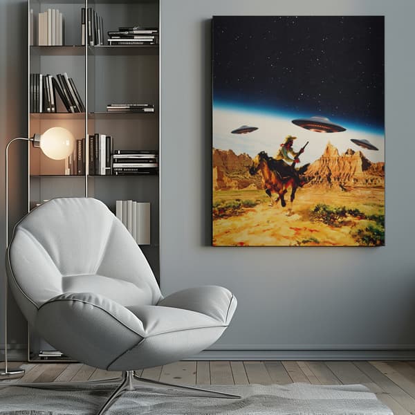 UFO Space Chase Canvastavla 50x70 cm