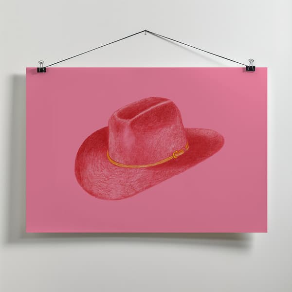 Red Stetson On Pink Canvastavla 70x50 cm