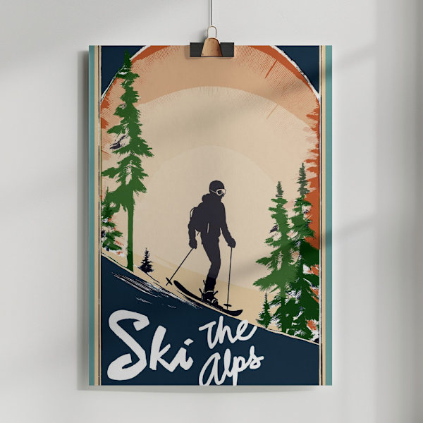 Vintage Ski the Alps Poster Poster 50x70 cm