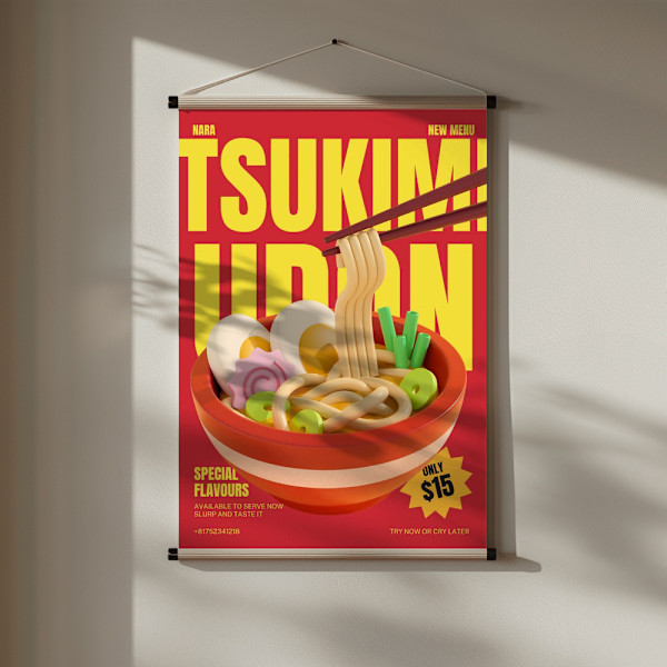 Tsukimi Udon Menu Poster 30x40 cm