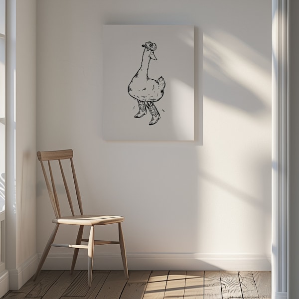 Duck wearing Western Boots Canvastavla 30x40 cm