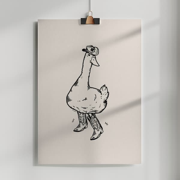 Duck wearing Western Boots Poster 50x70 cm