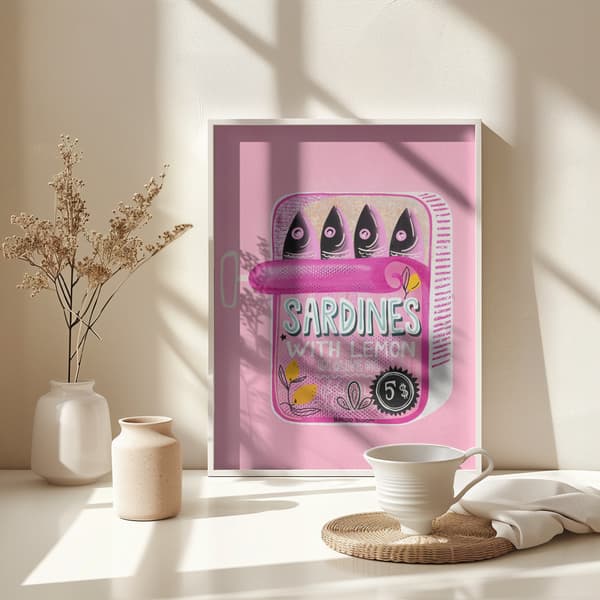 Sardines Tin Can Pink Poster 30x40 cm
