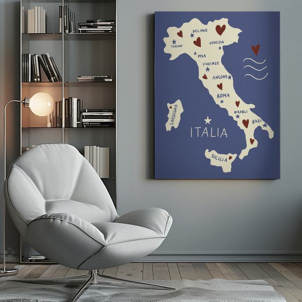 Italiy Map Canvastavla 50x70 cm