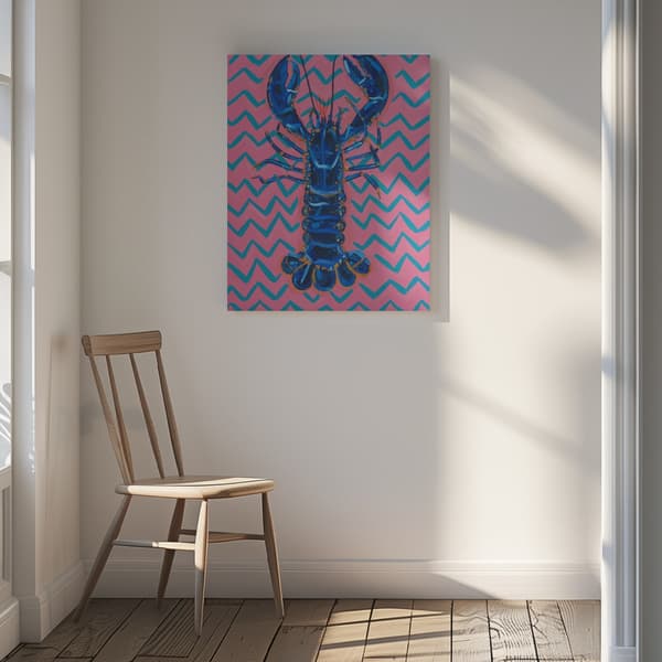 Lobster On Zigzag Canvastavla 30x40 cm