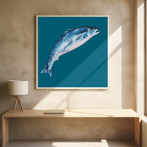 Leaping Salmon Poster 50x50 cm
