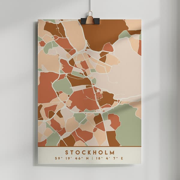 Black Maps Earth Tones 83 Poster 50x70 cm