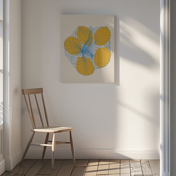 Five Lemons In a Net Bag Canvastavla 30x40 cm