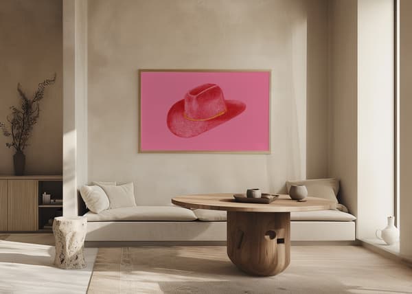 Red Stetson On Pink Poster 70x50 cm