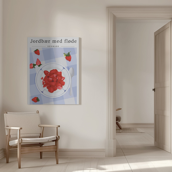Strawberry with cream - Denmark Canvastavla 50x70 cm