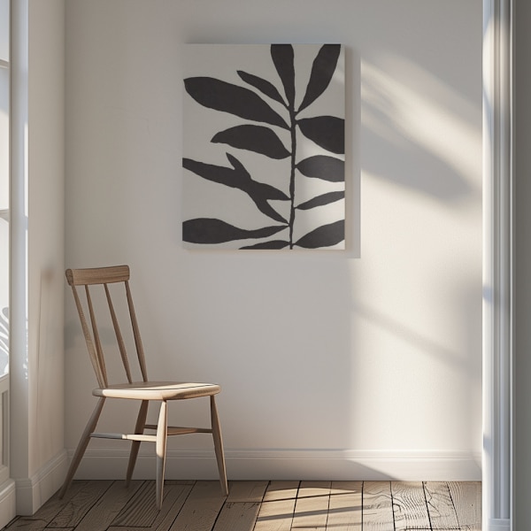 Linocut Branch #3 : Black & White Canvastavla 30x40 cm