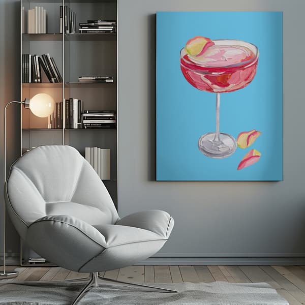 Sparkling Rose Gin Cocktail Canvastavla 50x70 cm