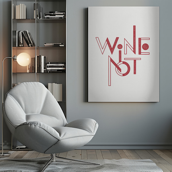 Wine Not hand-drawn text &amp; quote Canvastavla 50x70 cm