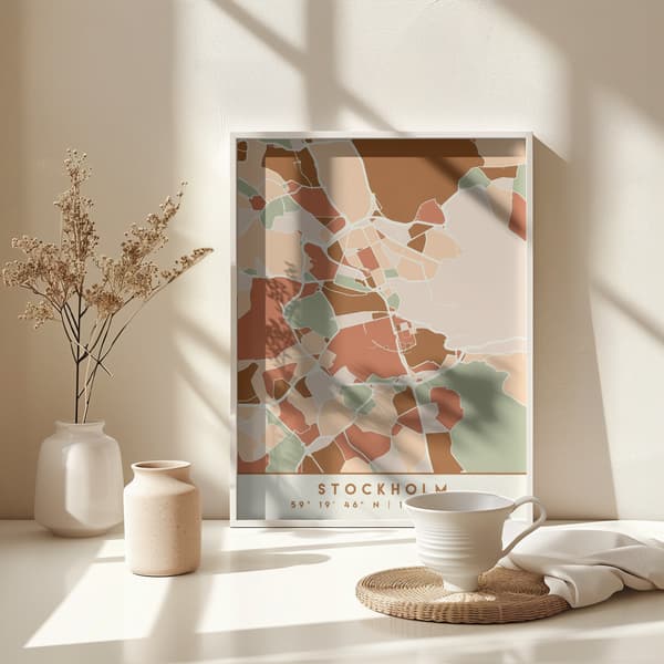 Black Maps Earth Tones 83 Poster 30x40 cm