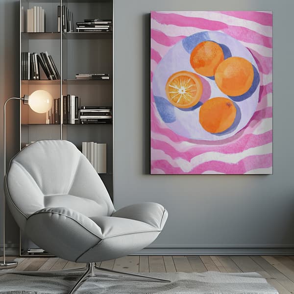 Orangen auf Teller Canvastavla 50x70 cm