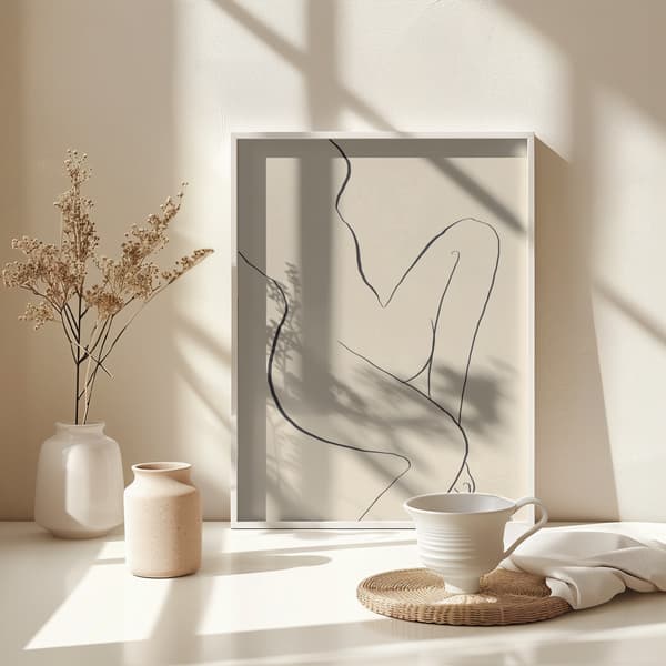 Minimal line art sitting nude Poster 30x40 cm