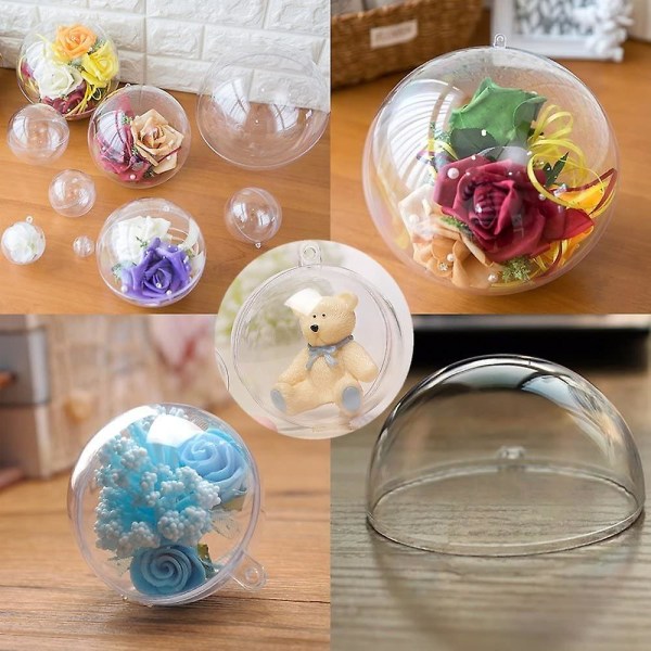 Genomskinlig plastfyllbar julpynt för DIY Craft Ball - paket med 10 (70 mm)